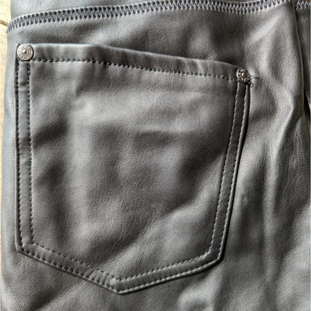 Free People Vegan Leather High Waisted Seamed Skinny Pant Black Women's Sz 29